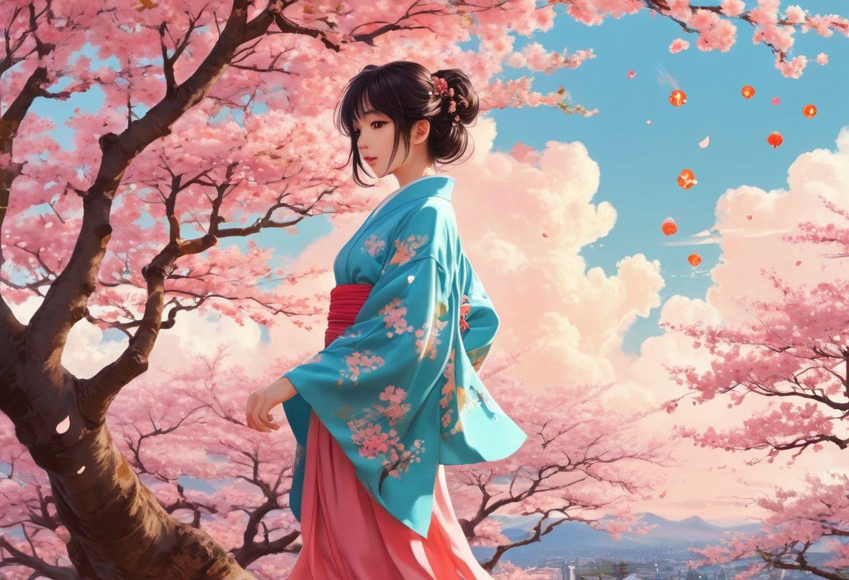 A whimsical and colorful collage of iconic hentai manga characters in dynamic poses, showcasing their unique traits that appeal to INFP personalities such as creativity and introspection. Include elements like stylized Japanese settings, soft pastel colors, and dreamlike backgrounds that inspire fantasy. Enhance with elements representing imagination and emotional depth. vibrant colors. manga illustration.